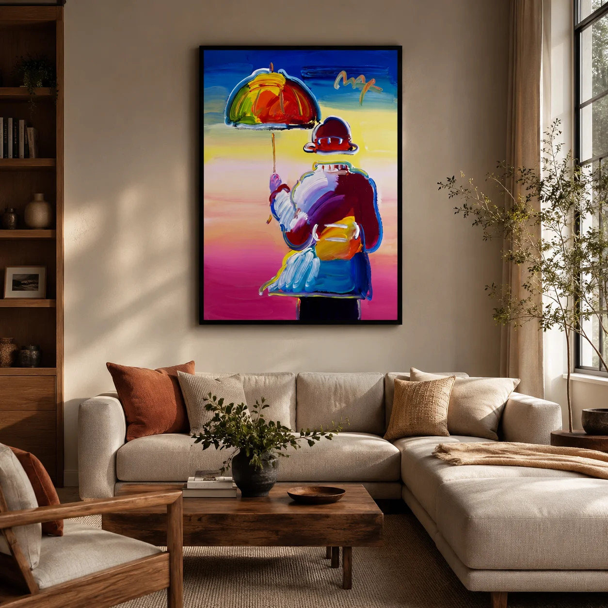 Canvas Art,YUmbrella Man on Blends,Canvas Wall Print,High‑Grade Home Decoration Artwork for Bedroom,Living Room,Office