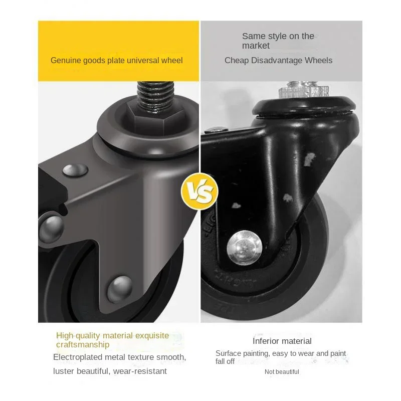 4Pcs Mini Size Furniture Casters - 1.25 inch(32mm) M6/M8 Threaded, Silent Rubber Wheels with Secure Locking Brake