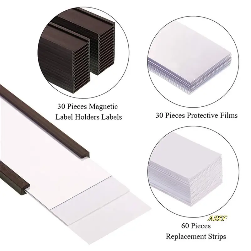 150 ชิ้นผู้ถือป้ายแม่เหล็กพร้อมผู้ถือบัตรข้อมูลแม่เหล็กพร้อมตัวป้องกันพลาสติกใสสําหรับชั้นวางโลหะ (1X3 นิ้ว)