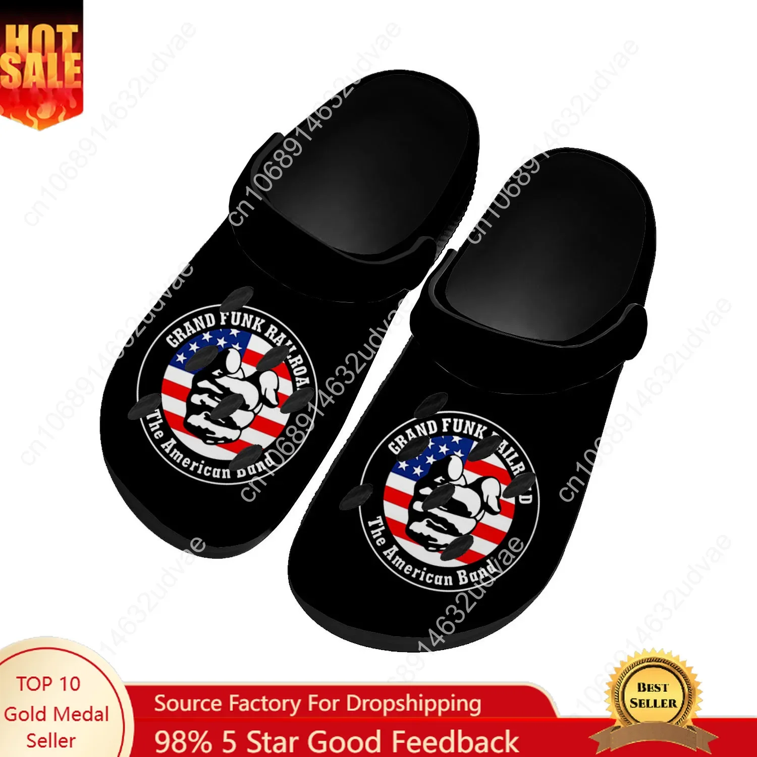 

Grand Funk Railroad Water Shoes Mens Womens Comfortable Home Garden Clogs Customizd Sandals Beach Breathable Hole Slippers