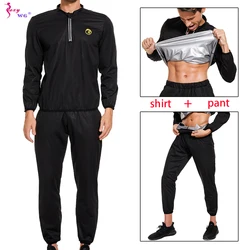 SEXYWG Sauna Suit for Men Hot Sweat Set Weight Loss Sportwear Fitness Sport Shirt Workout Leggings Gym Fat Burning Body Shaper