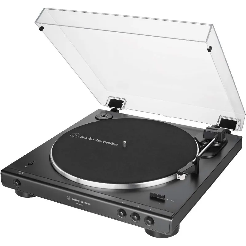 Totalmente automático Bluetooth Belt-Drive Stereo Turntable, Preto, Hi-Fi, 2 velocidades, Capa contra poeira, Anti-Ressonância, Alumínio fundido