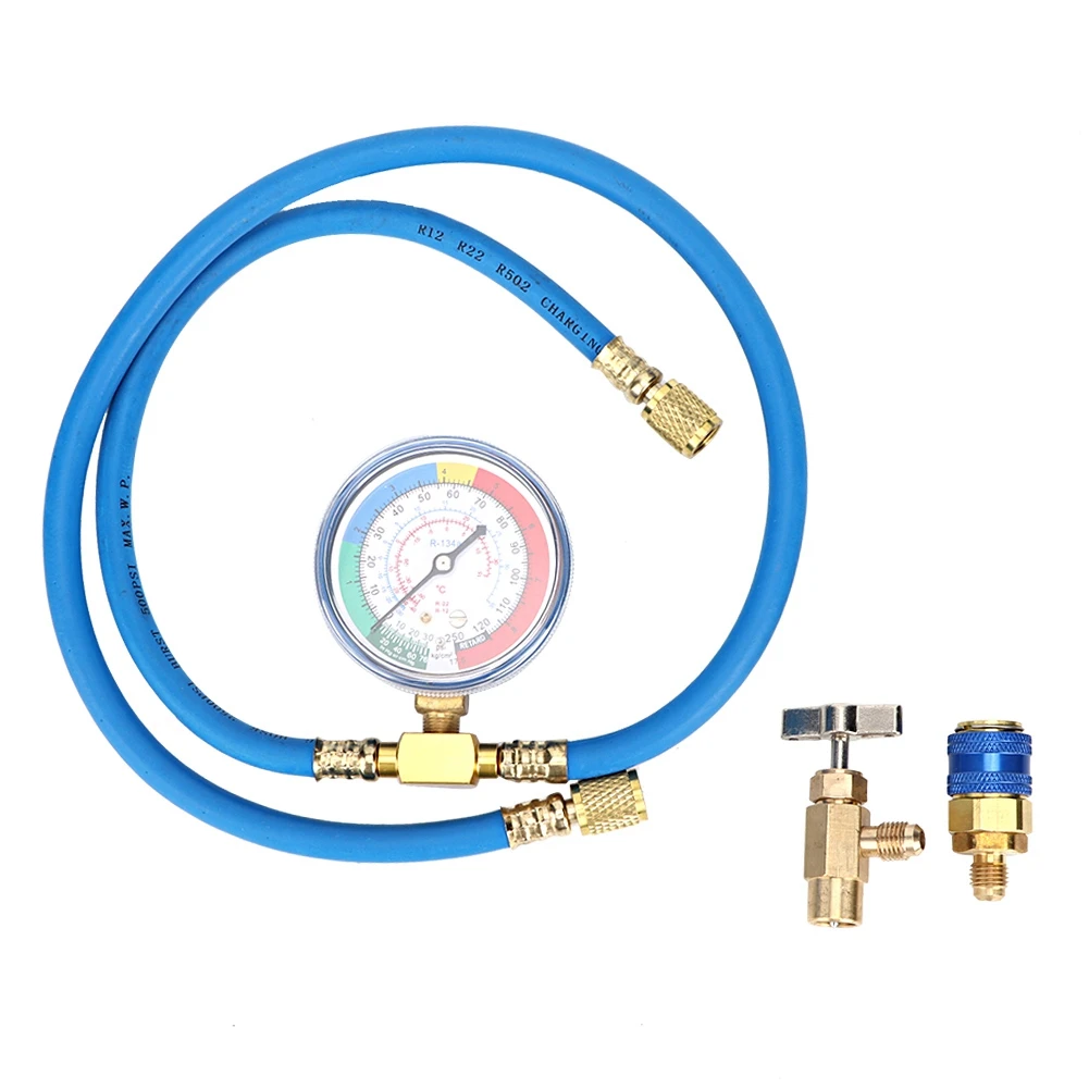 1Pc Car R134A Refrigerant Charging Pipe With Measuring Gauge Car Air Conditioner Tools Freon Air Conditioning Recharge Hose