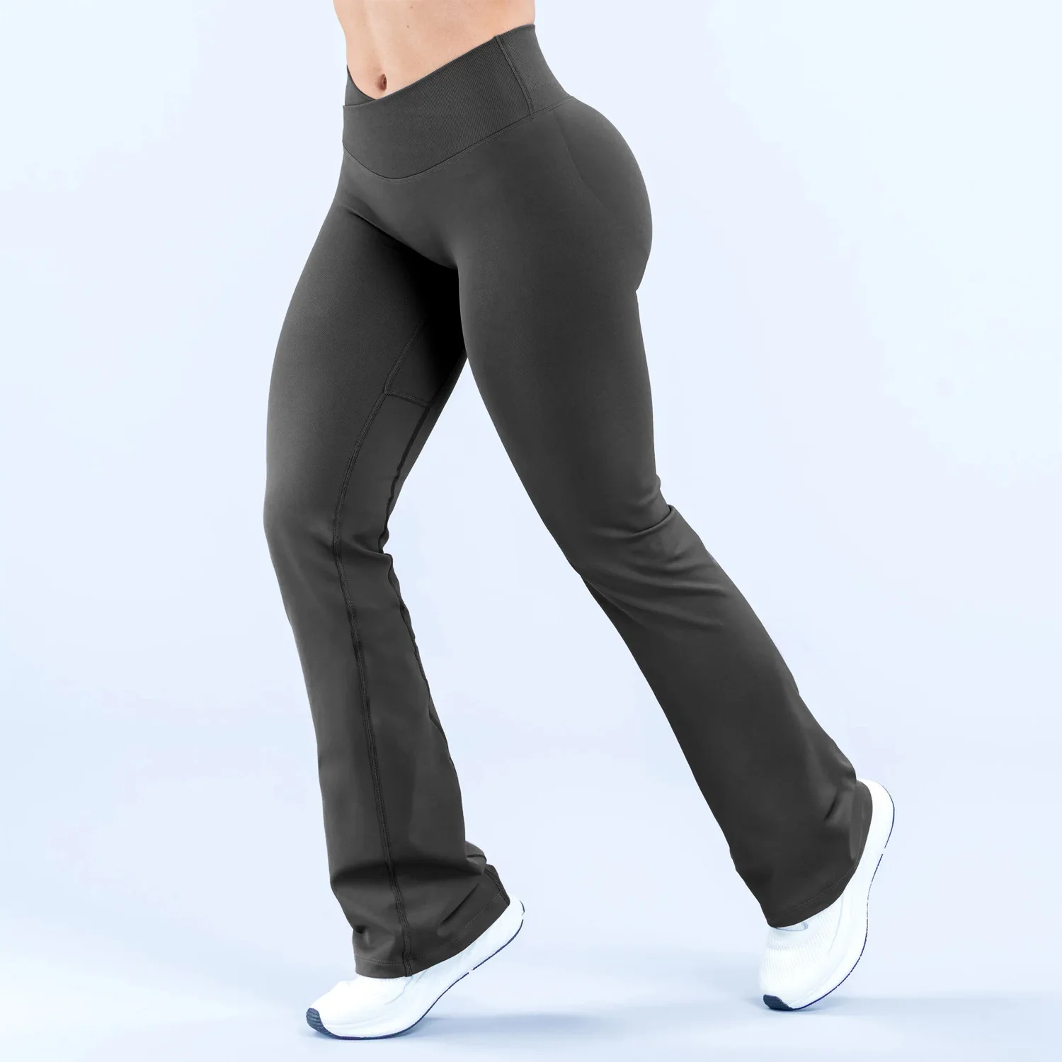 WAREBALL Yoga Broek Bell-bottoms Dames Hip Lifting Nude Feel Casual Wijde Pijpen V-taille Scrunch Skin Gym Sportleggings