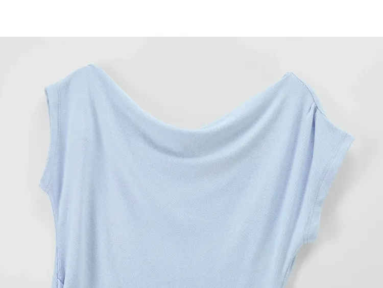SENTUBILA Damen-Strick-T-Shirt mit Wendekragen, Frühling 2026, Weiß, minimalistisch, für den Alltag, plissiert, schmal geschnitten, Kurzarm-Oberteil 161TA4924 – Detail 32