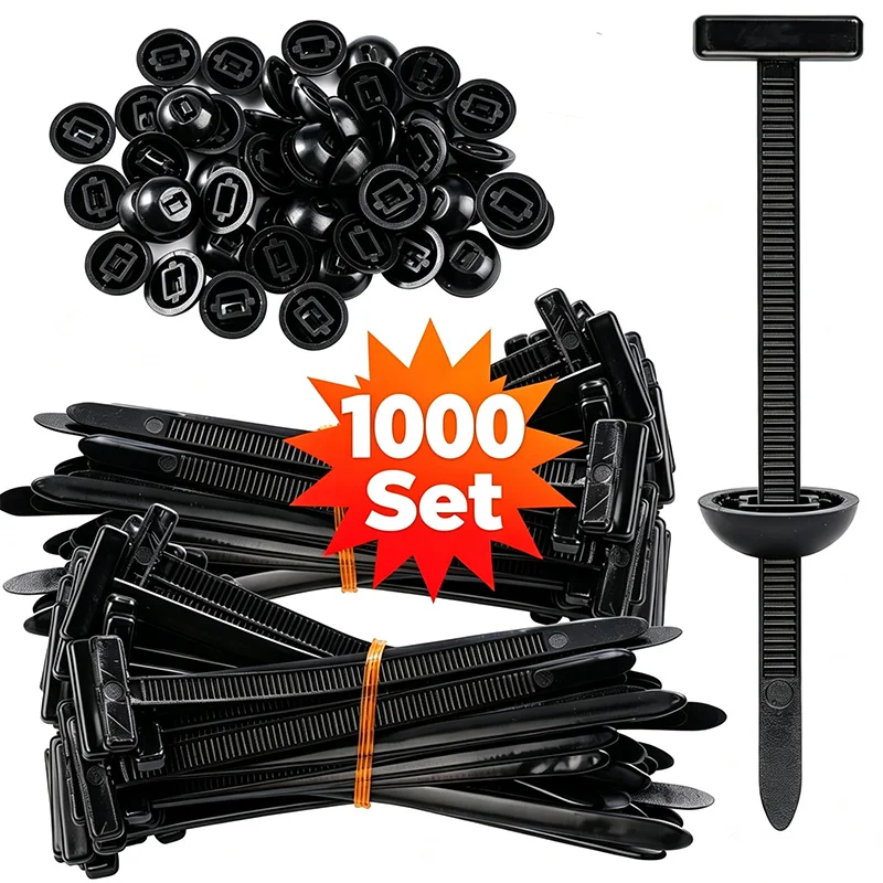 20-1000set Nylon Cable Tie Clips Heavy Duty Self Lock Engine Cover Cable Tie Holder Auto Splash Shield Retainer Zip Tie Fastener