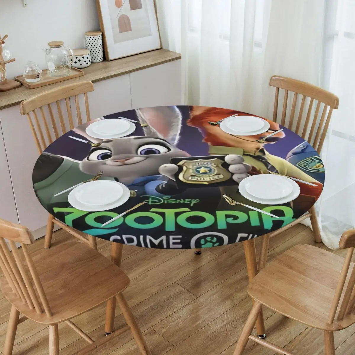 Custom Round Disney Film Zootopia Tablecloth Fit 40