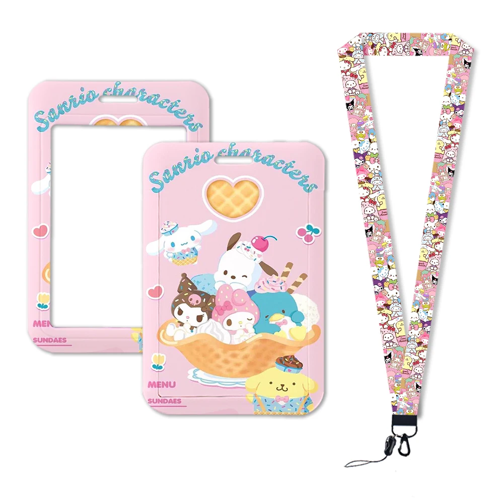 W Mooie Sanrio Anime Id Badge Houder Nekriem Hello Kitty Metro Kaarthouders Mijn Melodie Student Campus Lanyard Houder