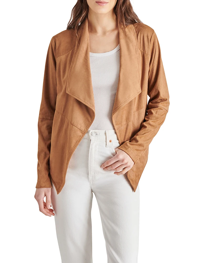 Tan Suede Leather Jacket Women Elegant Long Sleeve Lapel Cardigan Jacket Ladies Vintage Soft Faux Suede Coat Clubwear Custom New