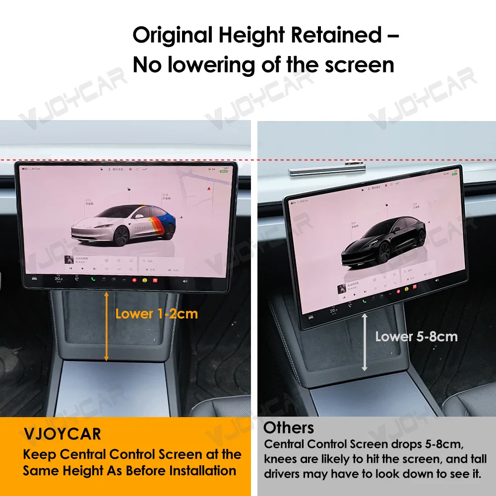 VJOYCAR New Gen.2 Swivel Mount Kit for Tesla Model 3 Highland Y Juniper YL Keep Central Screen Original Height Rotation Bracket