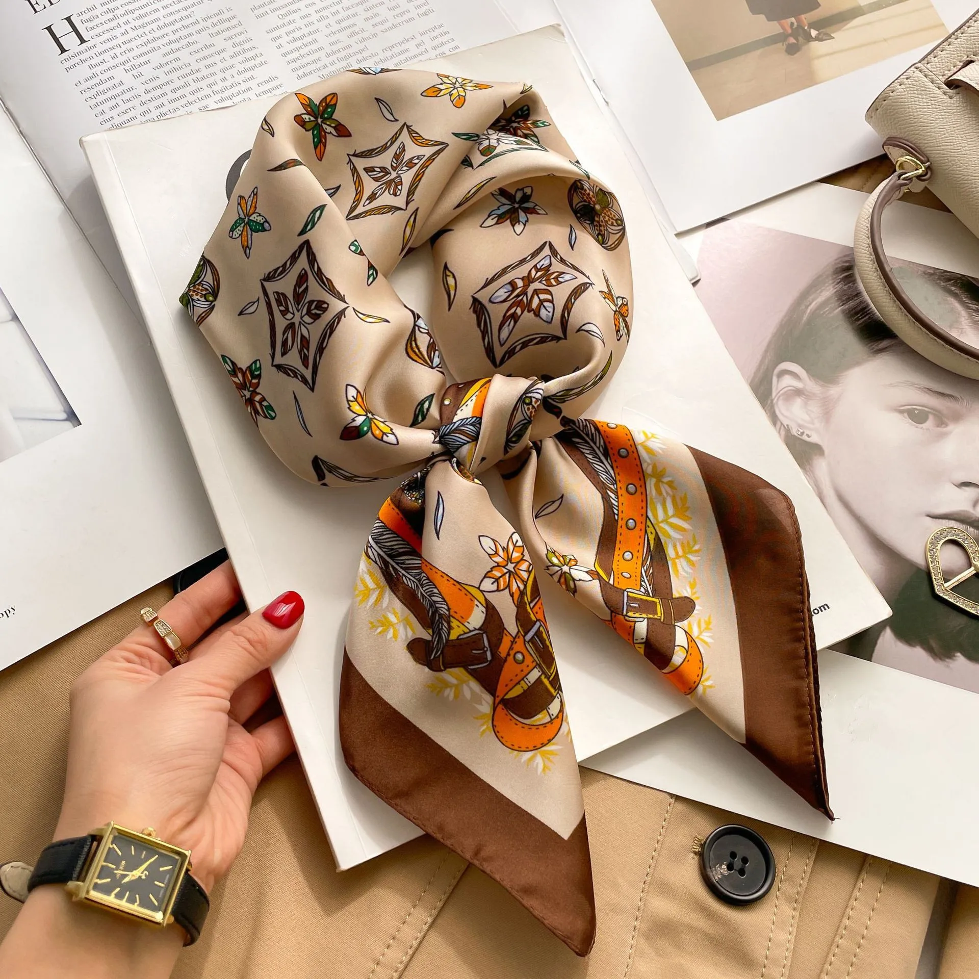Paisley Cashew Print 70*70cm Silk Square Scarf Women Neck Tie Soft Satin Neckerchief Ladies Foulard Headband Hijab Decorate Hand