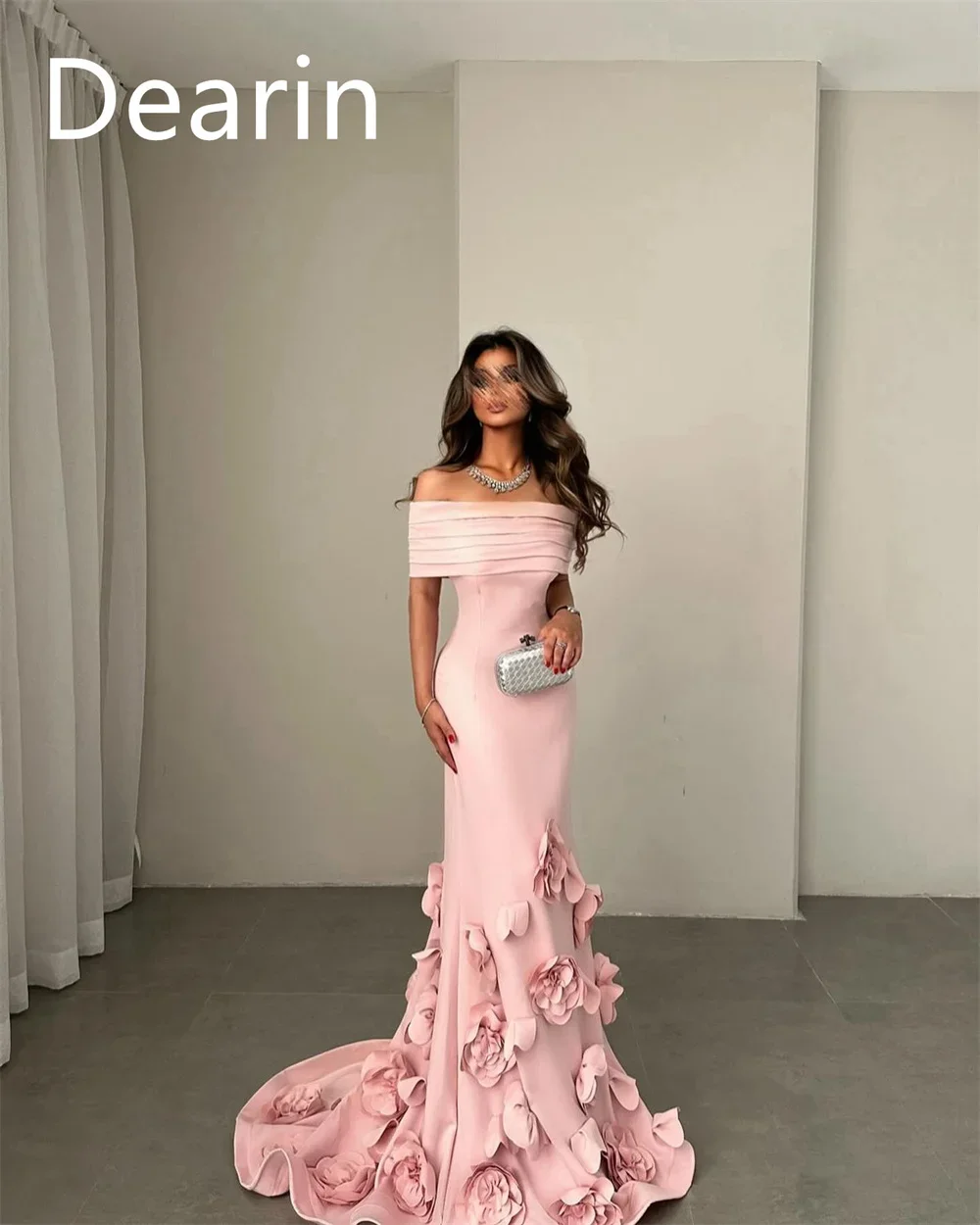 Customized Evening Gown Women Formal Dearin Off-the-shoulder Sheath Floor Length Skirts Draped Bespoke Occasion Dresses Prom Dre