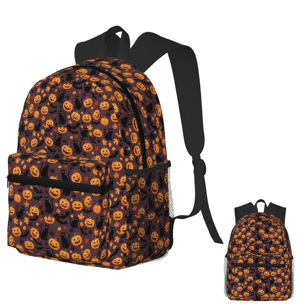

Halloween Seamless Pumpkins And Black Cats Student Backpack School Bag Daypack for Men Women Fashion Bookbag Shoulder Bags