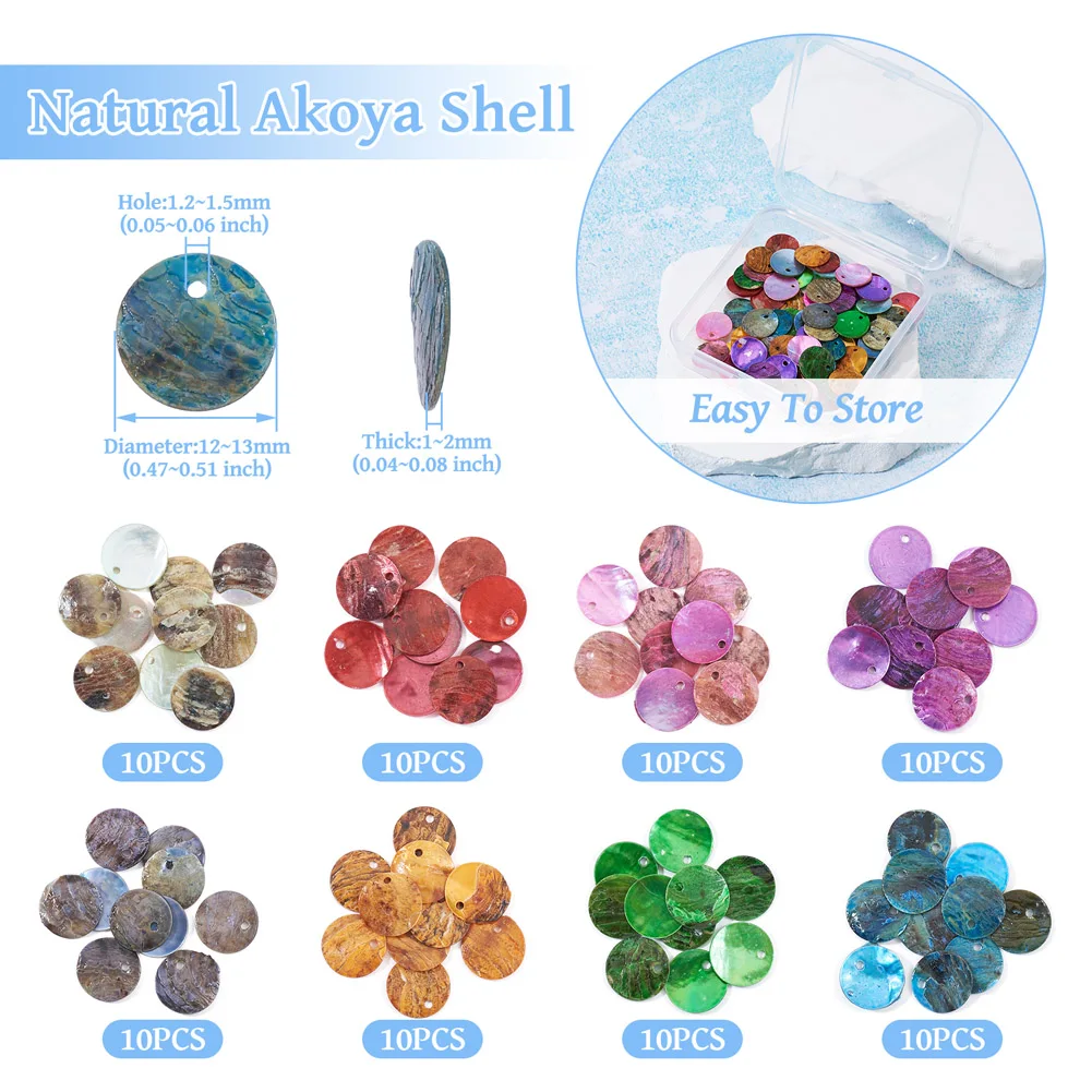 Dyed Natural Shell Pendant Freshwater Akoya Shell Charms Mix Color DIY Jewelry Making Bracelet Necklace Wind Bell Craft Findings