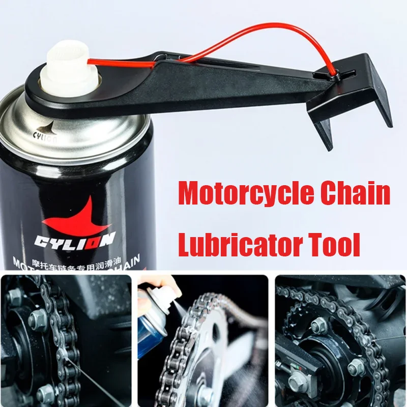 

2Pc Universal Motorcycle Chain Lubricator Tool Non-Drip Oiler Attachment With Cleaning Brush Wax Applicator For Bike Maintenance