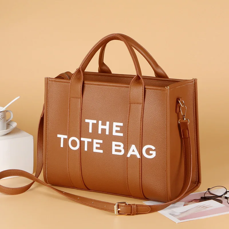 

Designer Women's Tote Bag PU Leather Shopper Purses Solid Color Outdoor Leisure Large -Capacity Letter Shoulder Bag Women Clutch