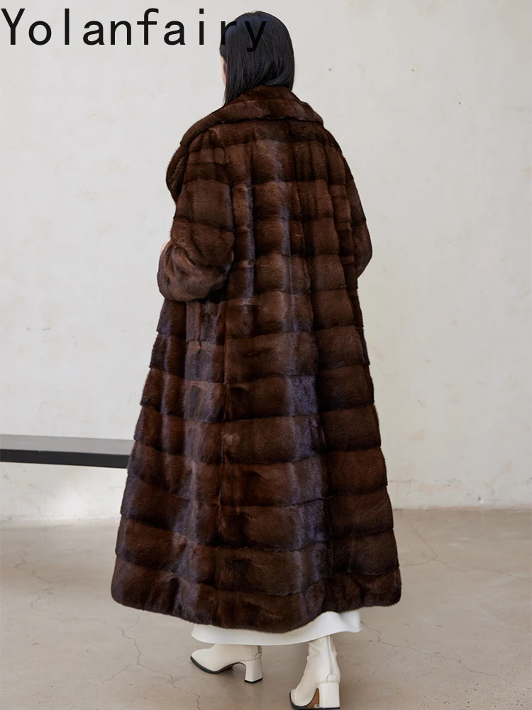 ヨランフェアリー 高級ミンク毛皮コート レディース 冬用 ロング 暖かい 天然ミンク毛皮コート＆ジャケット レディース ロングジャケット アウター