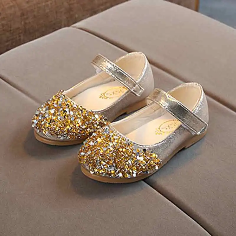 

Детская кожаная обувь, весна-осень 2023, новые туфли-лодочки принцессы со стразами для девочек, Нескользящая танцевальная обувь для малышей
