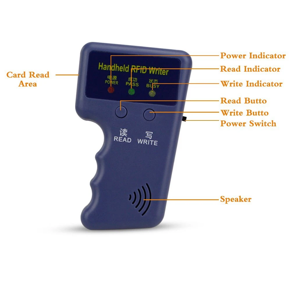 Copiadora duplicadora de lector RFID portátil de 125KHz, programador clonador de tarjetas de identificación mejorado, con 10 tarjetas regrabables