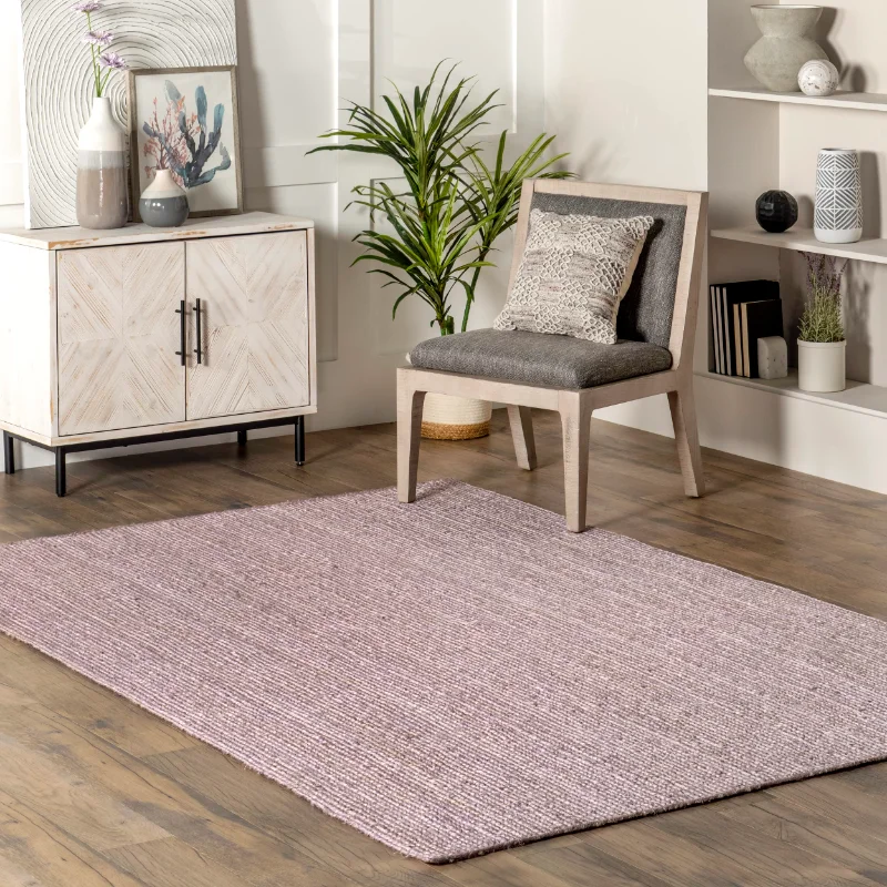 

Rug 100% Natural Jute Braided Style Handmade Light Purple Runner Rug Living Area Carpet