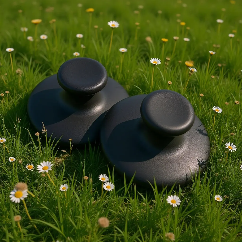 

2Pcs Natural Stone Massager for Body Pain Relief and Circulation Improvement Mushroom Shaped Handheld Scraping Tool for Back