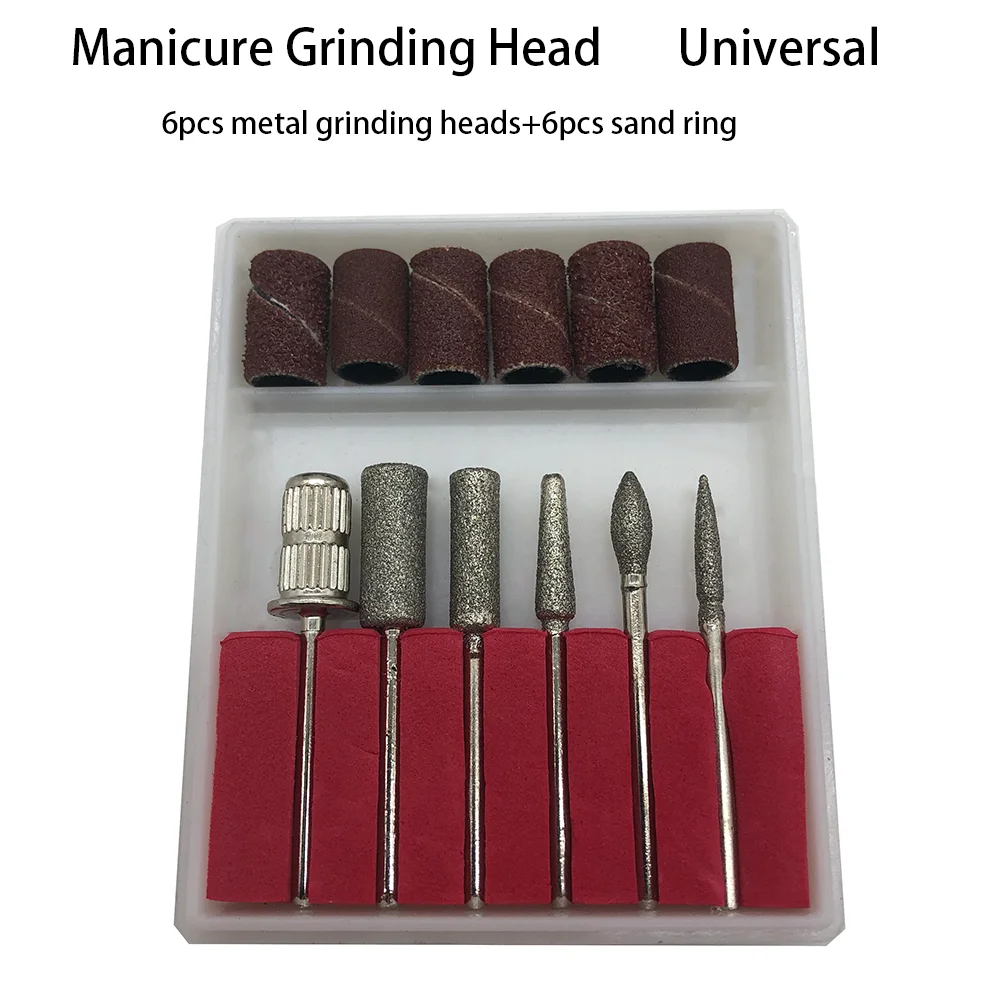 6Pcs/Sets Nail Drill Bits Kit Polish Tips Electric Nail File Bit Replace Sandpaper Sanding Bands Manicure Tools