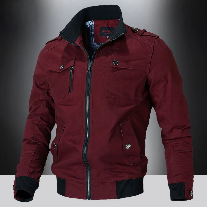 

New Men's Stand Collar Large Size Jaet Autumn Outdoor Slim Fit Workwear Cotton Top Trendy Casual Versatile Zipper Svel