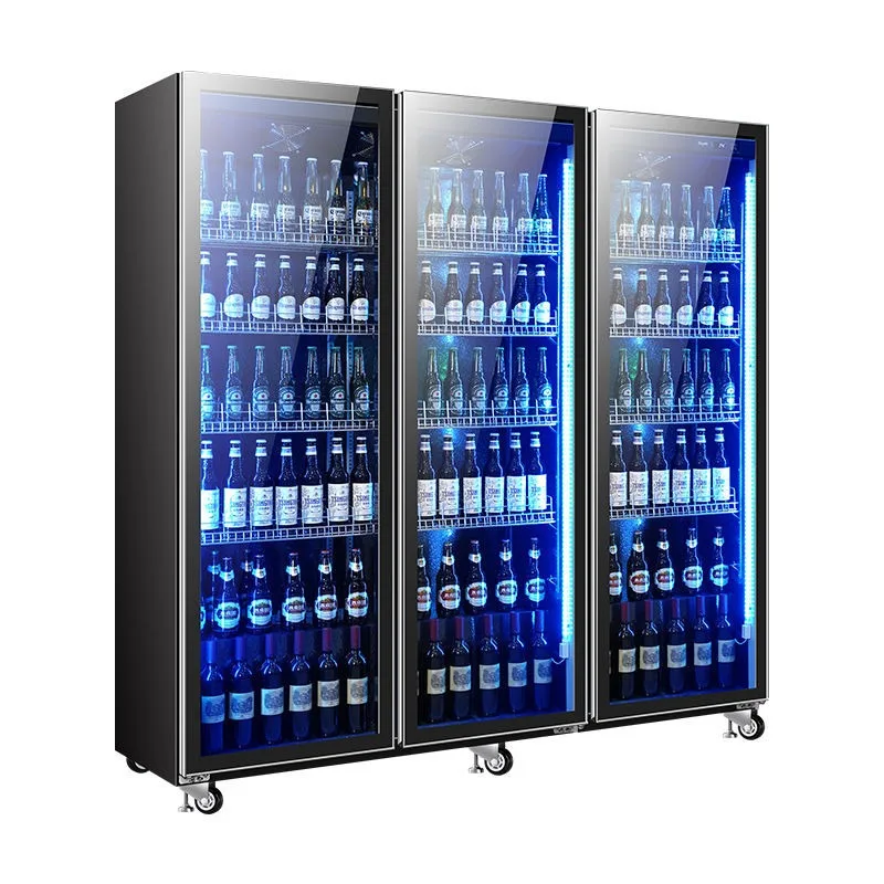 Beer display cabinet Double-door bar refrigerated freezer Air-cooled frost-free wine cabinet Beverage fresh-keeping cabinet