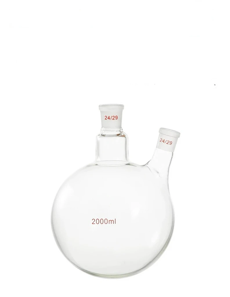 Big Size 500ml to 2000ml Slant Two Necked Flask/Double-neck Round Bottom Laboratory Distillation Glass Flask