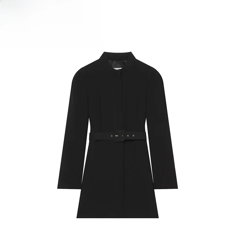 Fashionable Long Suit Jacket with Belt ZR Autumn New Arrival Women's Premium Quality Polyester Standard Fit Long Sleeve Coat