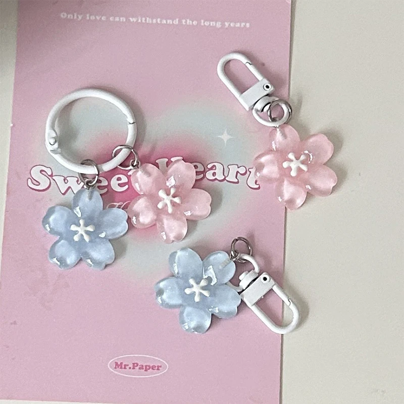 Fun Jelly Color Sakura Flower Keychain; Creative Fashion Accessory; Cute Couple Present; Backpack Hanging Charm