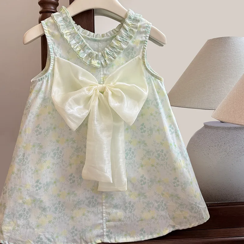 Girls New Summer Cotton Korean Sleeveless Small Fresh Style Dress for Girls Fashionable Children Dress Children Clothing Trend