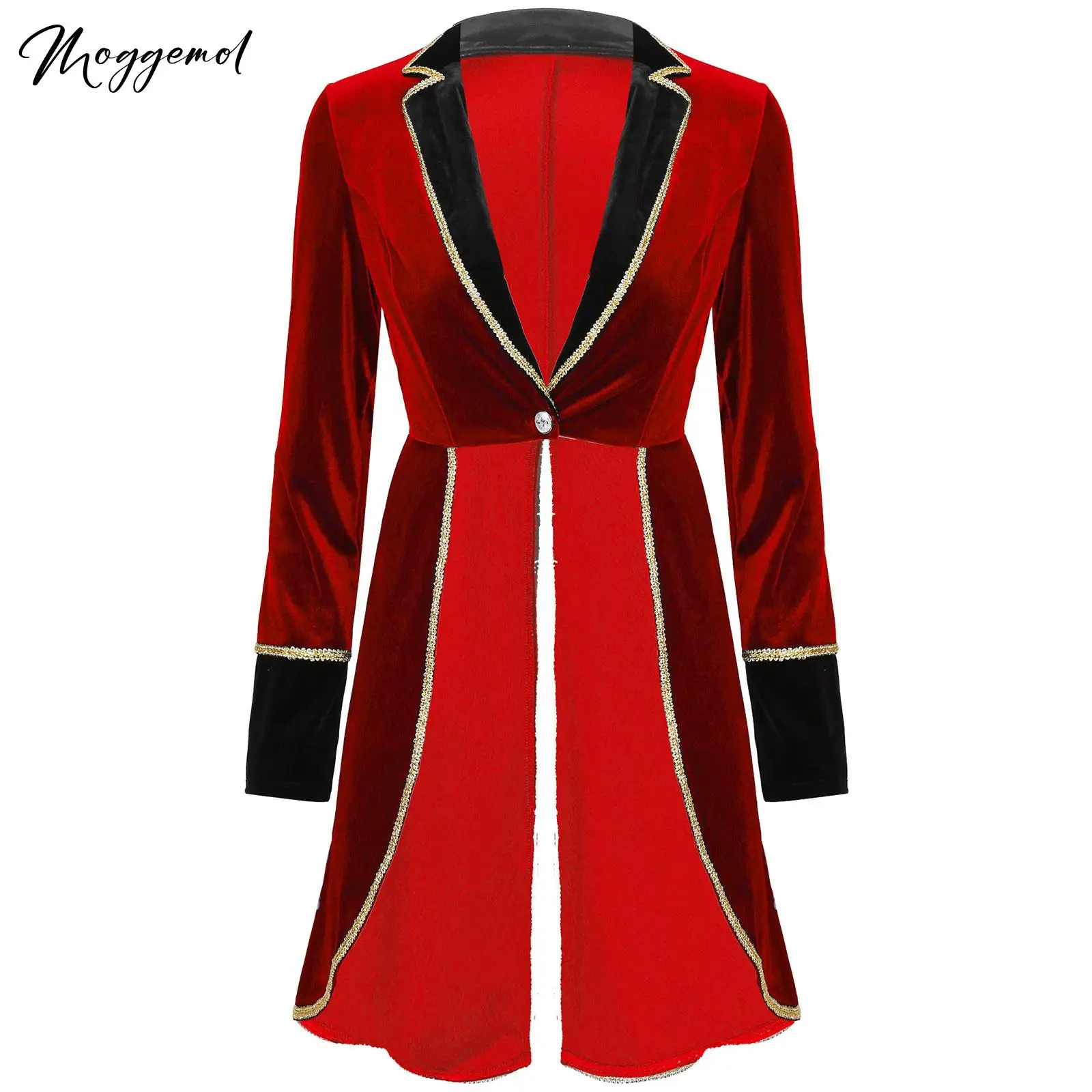 Womens Circus Ringmaster Jacket Tailcoat Showman Costume Velvet Blazers Coat Halloween Carnival Holiday Cosplay Party Outfit