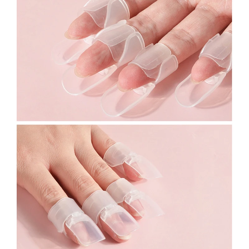 Tampa protetora transparente para Dedo Manicure, Escudo Verniz polonês, DIY Clip Protector, Nail Art Dicas Ferramentas, 10 Pçs/set