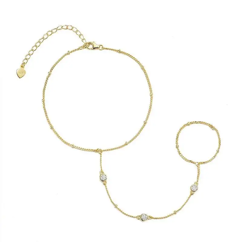 

2025 New 925 Sterling Silver Moissanite Women's Bracelet Finger Chain 0.1CT*3 Minimalist Adjustable Bracelet Jewelry Party Gift
