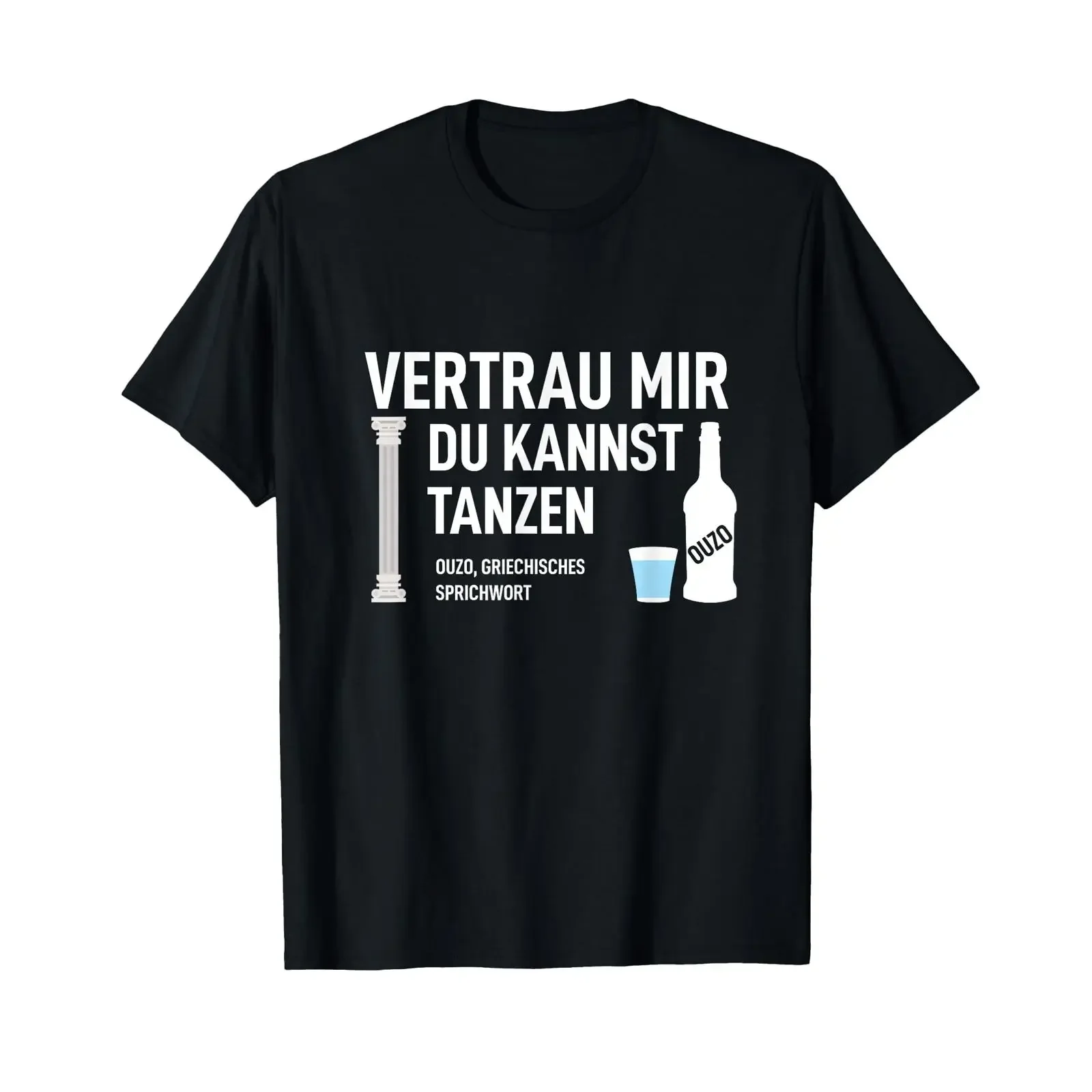 Футболка с греческой послоговорностью и немецким текстом Vertrau mir du kann Tanz, винтажная, с эффектом потертости, с принтом, слегка дышащая, эластичная, стильная.