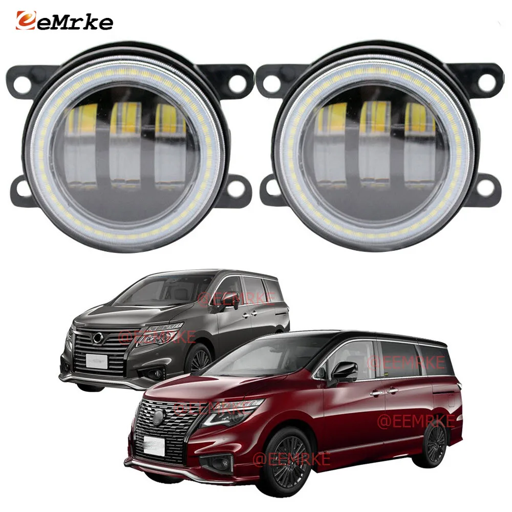 Led Fog Lights Assembly Angel Eye DRL Halo for Nissan Elgrand Highway Star E52 2014-2022 Car Styling Exterior Light Accessories