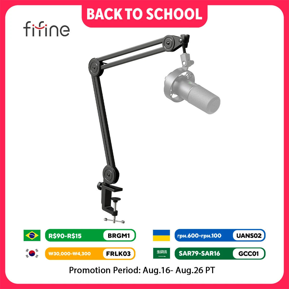 Fifine Mikrofon arm ausleger, Aufhängung ständer-Hoch leistungs ausleger mit Schreibtisch klemme für Am8, Gaming,Streaming,Podcasting,Recording-BM63