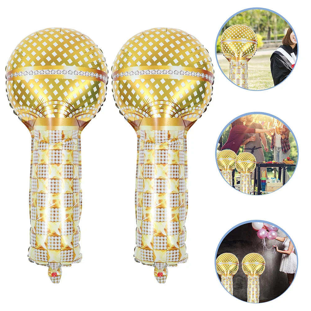 

12Pcs Microphone Shaped Balloons Safe Durable Sturdy 90s Music Party Decoration Inflatable Microphones Microphones Balloon