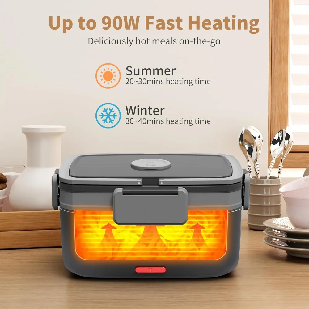 กล่องเบนโตะภาชนะใส่ผลไม้ทำจากสเตนเลส1L เครื่องทำอาหารกล่องข้าวกลางวันไฟฟ้าพร้อม2L
