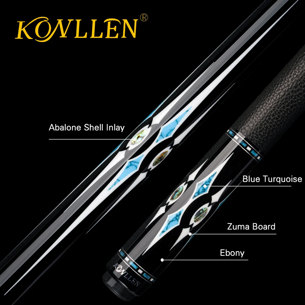 KONLLEN Carbon Fiber Pool Cue Sticker Maple Tube Shaft Professional  Hademade Inlay Low Deflection ProTaper With 12.5mm Tip