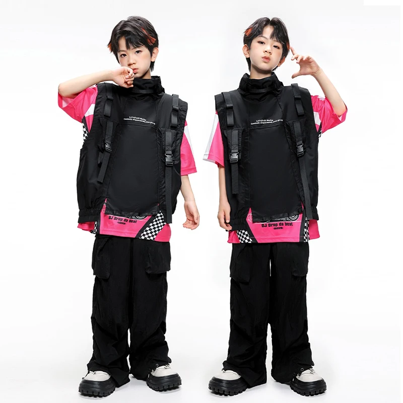 

2024 Hip Hop Dance Costumes For Boys Jazz Dance Outfit Street Dance Loose Trendy Performance Wear Catwalk Stage Clothes XH818