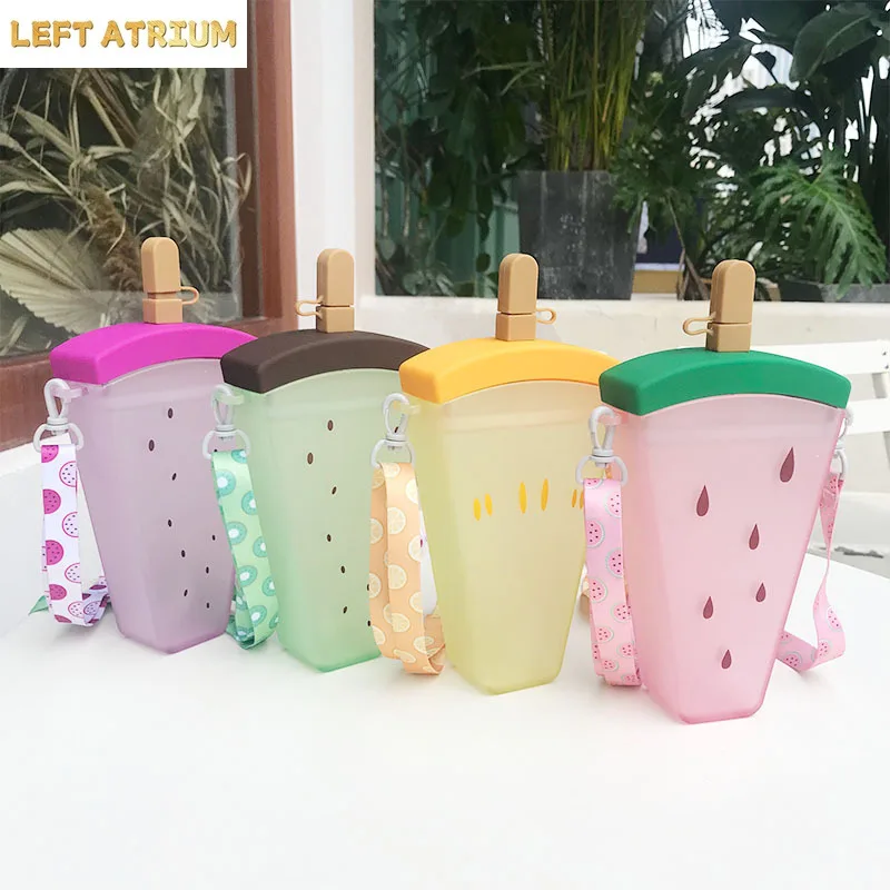 Fruit Popsicle Straw Cups Go Out To Carry Summer Kindergarten Children Drop-proof Watermelon Ice Cream Kettle Wholesale