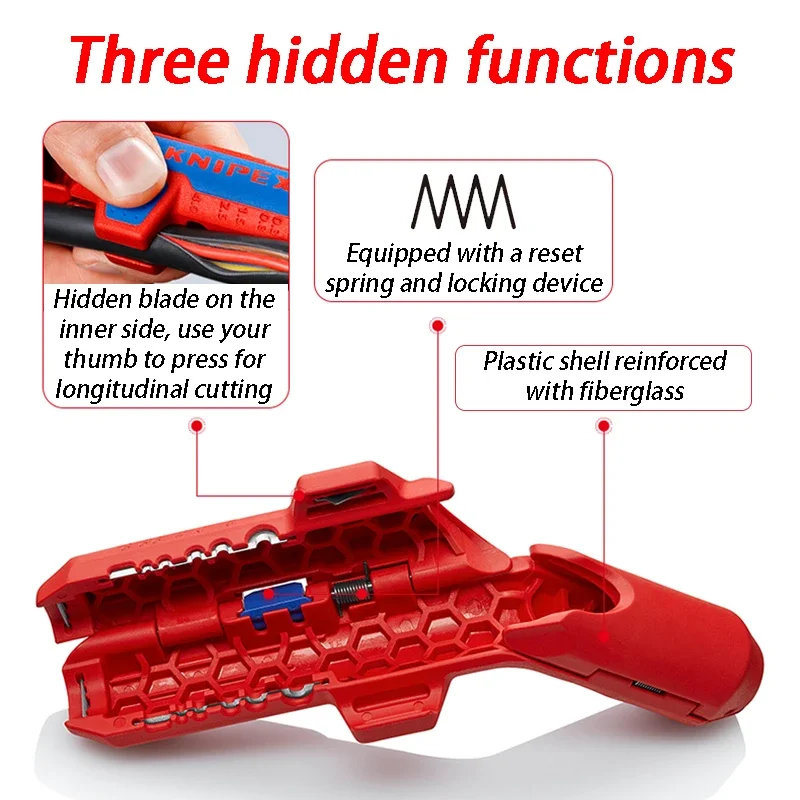 169501SB Cable Stripper Curved Handle Stripping Tool 3 IN 1 Wire Strippers Universal Strip Wire Pliers Professional Hand Tools