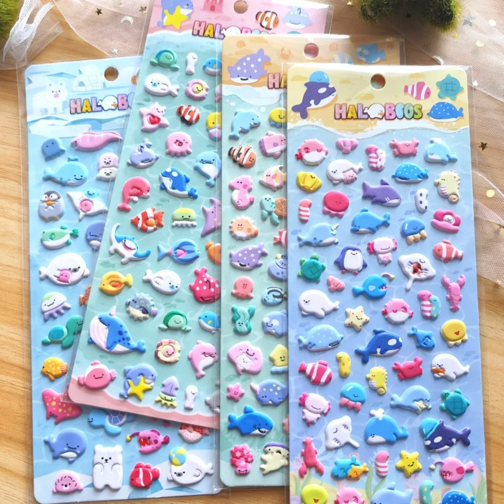 

4-Piece 3D Stereo Bubble Stickers - Cartoon Animal Educational Stickers for Kindergarten Rewards, Boys Girls & Babies’ DIY Decor