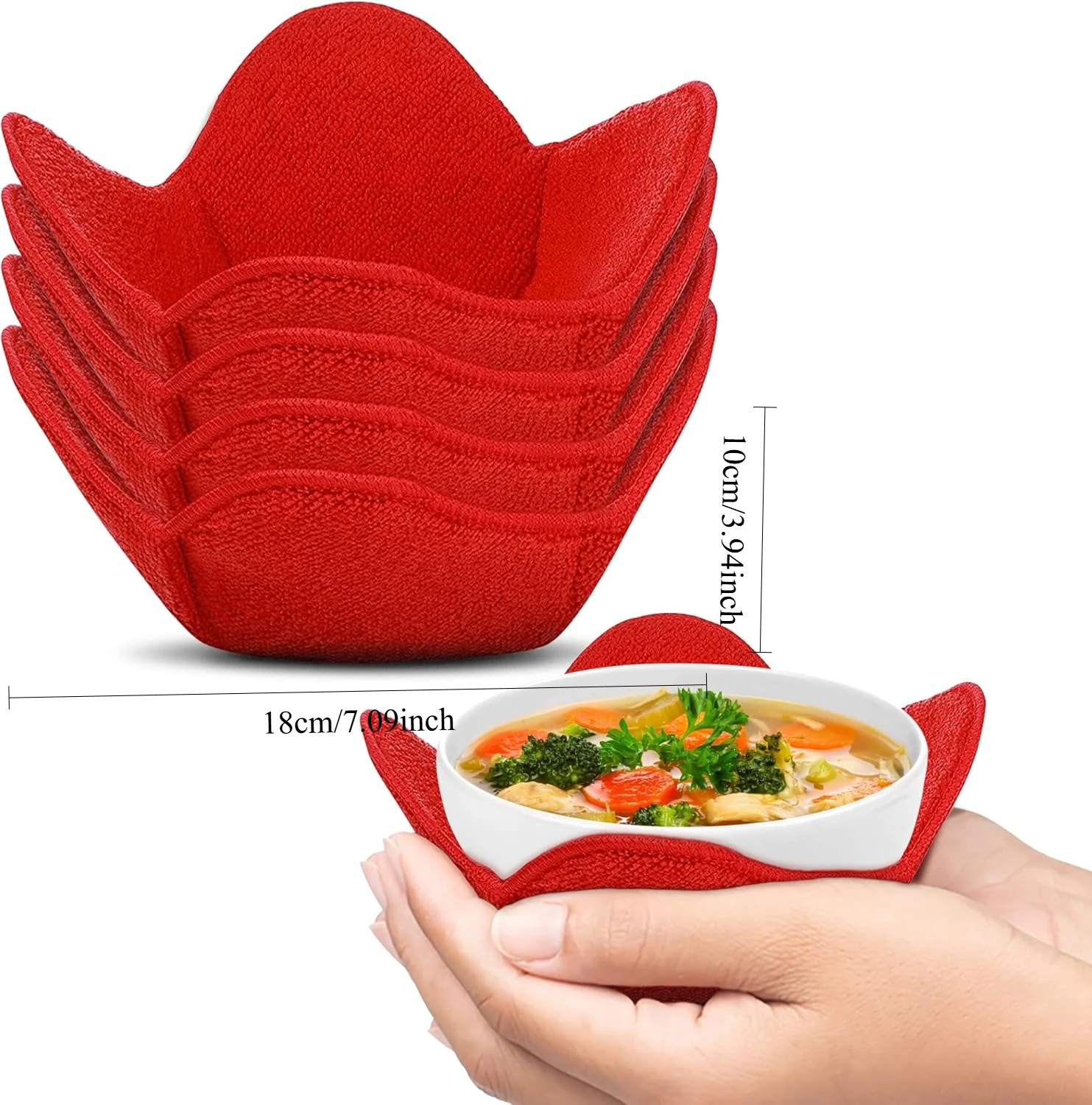Microwave Bowl Cozy Quilted Heat Resistant Holder for Bowls Plates Soup Food Kitchen Insulated Protector Pot Holder Hot Pads Set - view 6