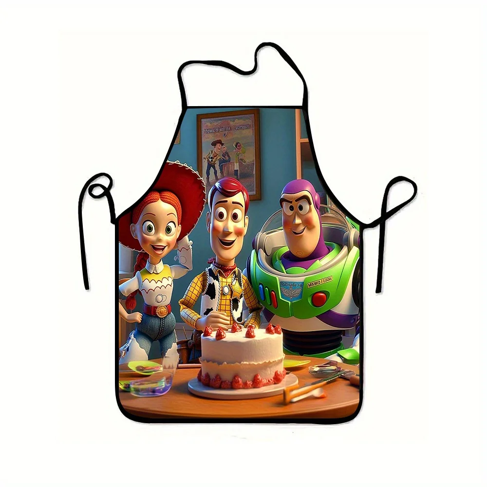 قطعة واحدة من مريلة جيسي وودي لحفلات أعياد الميلاد - تصميم كرتوني ملون مع كعك وديكورات، مثالية للحرف اليدوية والخبز والرسم والتنظيف المنزلي ومستلزمات المطبخ