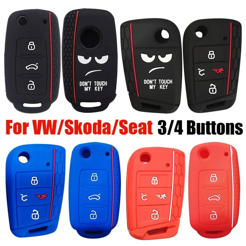 Silicon Key Case For VW Caddy Golf Bora Polo Passat Scirocco Tiguan For Skoda Octavia Seat Leon Ibiza Altea Dont Touch My Cover