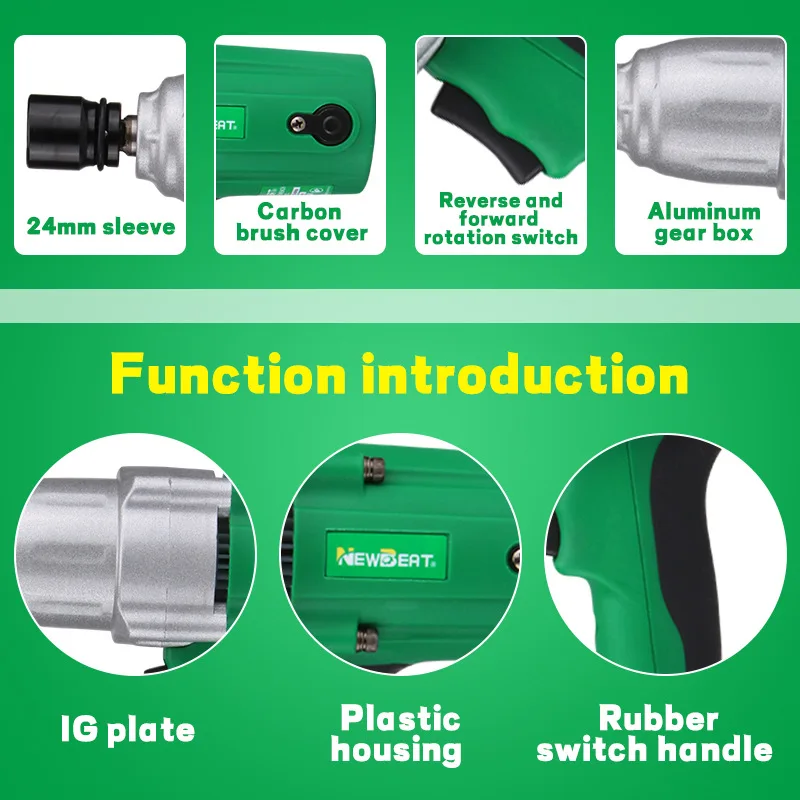 ปืนใหญ่ลมพลังสูง450W NBT-EIW-20C การบำรุงรักษายานยนต์12.7มม. (1/2 ") kunci Pas listrik แรงบิด260NM