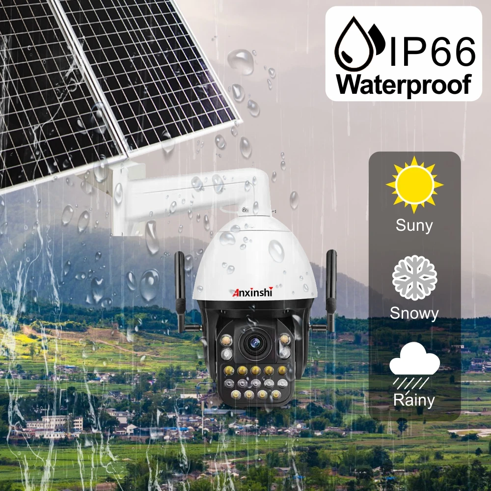 60W Solar Panel 40AH Battery  5 Megapixels 45X WIFI 4G SIM Card Camera PTZ Human Tracking Night Vision IR 400m Audio Camhi